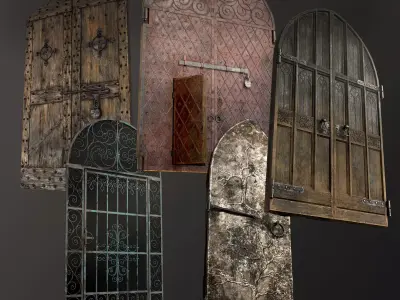 Five Medieval Doors 3D Model Pack