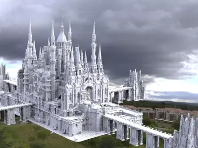 Fantasy Cathedral dome Very Grand with 4 way bridges collection 3D model