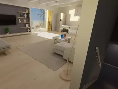 Attic apartment and kitchen 3D model