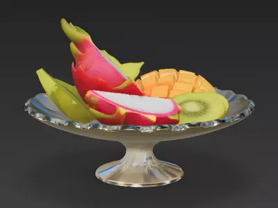Elegant Glass Tropical Fruit Stand 3D Model Low-poly 3D model