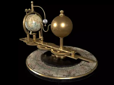 Antique Astronomical Orrery - Zodiac Dial - PBR Low Mid Poly Low-poly 3D model