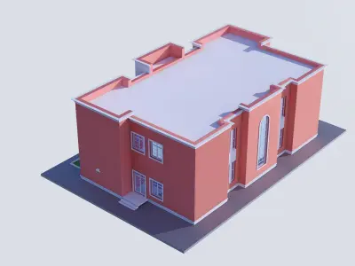 School cartoon Low-poly 3D model