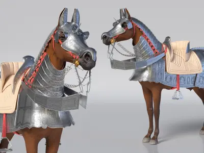  Medieval Armored Warhorse Fur 