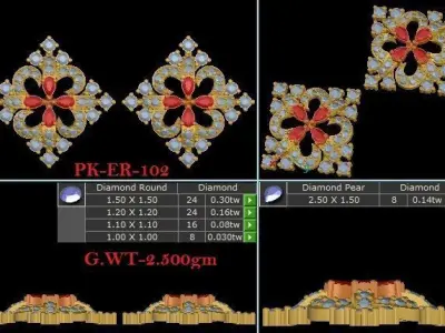  Earring diamond  3D print model