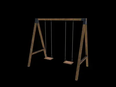 Playground Wooden Swing 3D model purchase