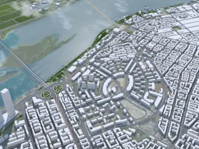 Harbin Heilongjiang China 90km Low-poly 3D model