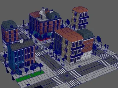 City package low poly Low-poly 3D model
