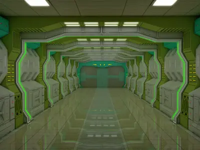 Sci Fi Corridor  3D model 13