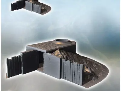 Protection bunker with earth mound and wooden wall 4 - Modern WW 3D print model