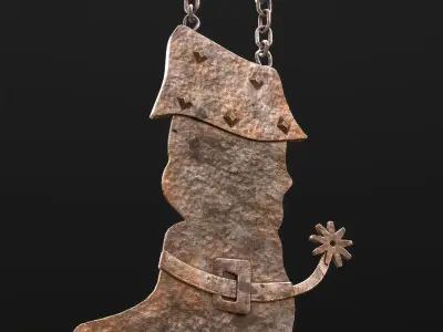 Old sign for a shoemakers shop Low-poly 3D model