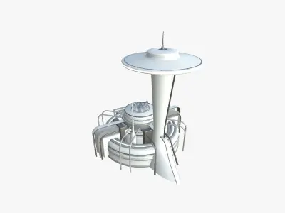 SciFi Facility D02 White Gray - Sci Fi Exterior Design Low-poly 3D model