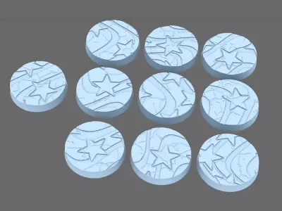 Stars and Stripes 25mm Round Base Set X10 3D print model