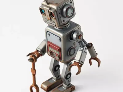 Retro Rusty Robot Character Model Low-poly 3D model