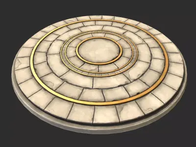 Stylized Stone Floor Circle Low-poly 3D model