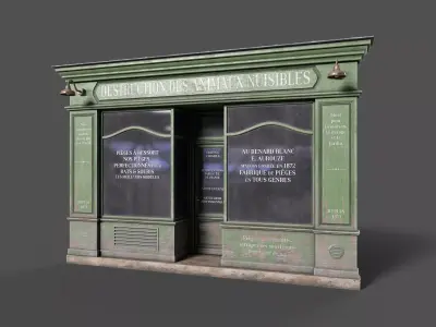 Parisian vintage storefront 2 Low-poly 3D model