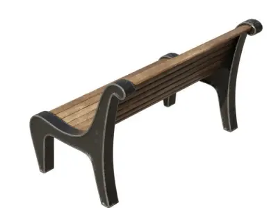Outdoor bench Low-poly 3D model buy
