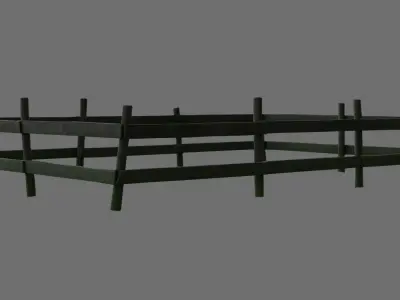 Wooden Fence 1B Low-poly 3D model