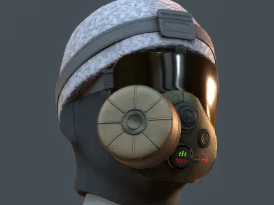 Gas mask helmet 3d model scifi Low-poly  Low-poly 3D model