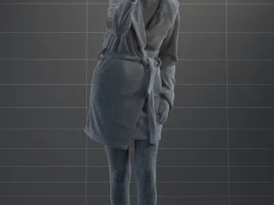 Pre-posed 3D lady brushing her teeth 3D model