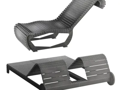 Park benches chaise longue 3 3D model