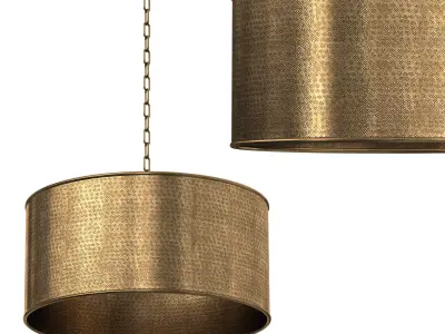 Hammered Brass Drum Shade Pendant 3D model