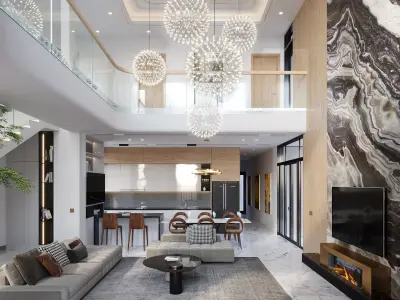 QD Living Room and Architectural 3D model