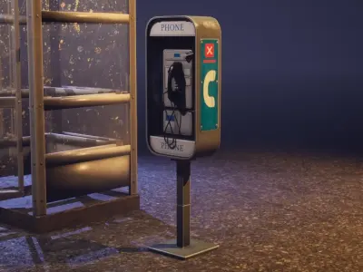 Stylized Pay Phone Low-poly 3D model