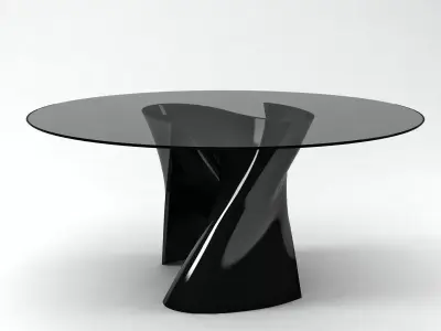 S Table dining with glass top 3D model