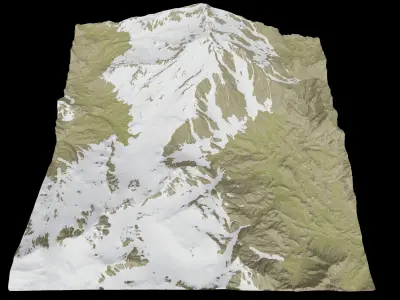 snowy mountains with steep slopes Low-poly 3D model