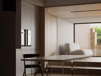 Modern minimalist studio apartment 3D model