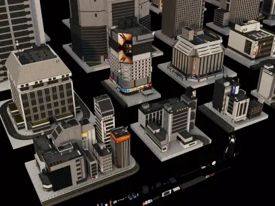 Modern Skyscrapers Pack City Buildings Towers Highrise Low-poly 3D model