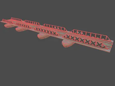Pontoon bridge Low-poly 3D model
