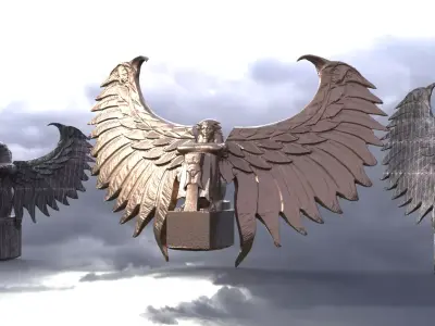 Dark Egyptian Winged Deity Statue 3 designs 3D model