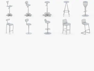 Cafe and Bar Chairs Low-poly 3D model