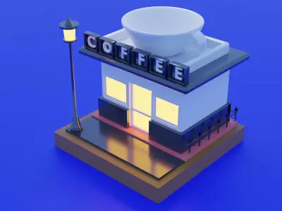 Coffee Shop Low Poly 3D model