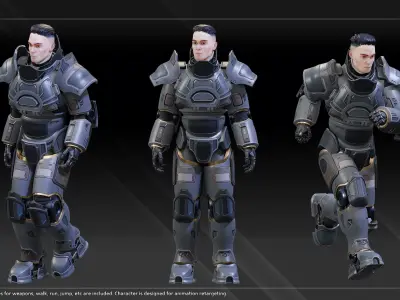 Scifi Heavy Soldier Max Low-poly 3D model