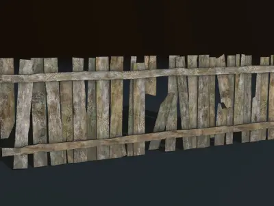 Old fence modular Low-poly 3D model
