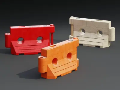 Water Filled Barricade Pack PBR Game-Ready Low-poly 3D model