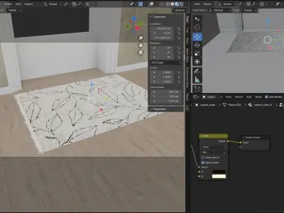 Cream Rug Using Blender Hair Particle System 3D model