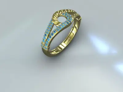 Minimalist Bezel Set Solitaire Ring 14K Gold 3D print model