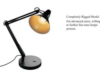 Highly Detailed Industrial Table Lamp With Rig 3D model