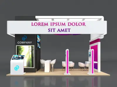 Exhibition Stand Booth Stall 8x5m Height 500cm 4 Side Open 3D model