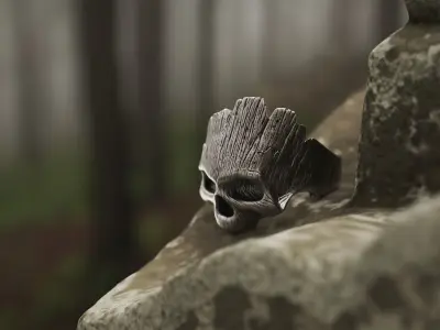 Ring Wooden Skull  3D print model