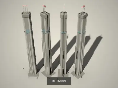 Futuristic Isometric City Collection 01 3D Model Pack