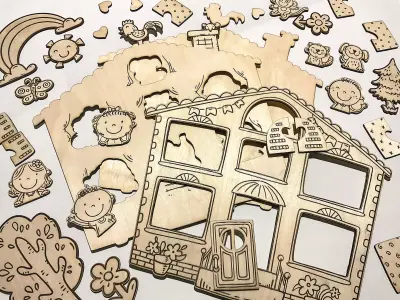 Layered House Puzzle Laser Cut File for Kids 3D model