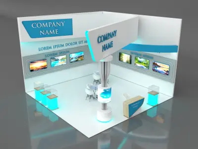 Booth Exhibition Stand Stall 7x7m Height 500 cm 2 Side Open 3D model