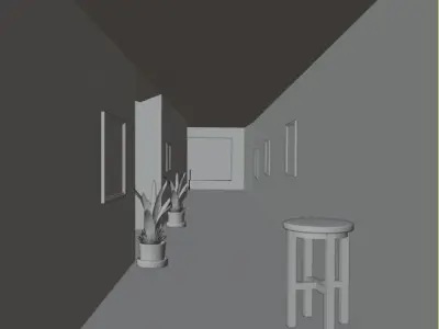 Corridor hallway with wooden flooring and lighting Free 3D model