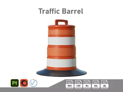 Traffic Barrel Low-poly 3D model