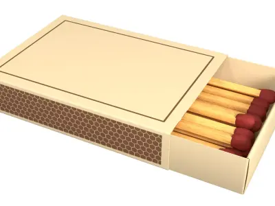 Matchbox Matches in Box PBR Low-poly 3D model