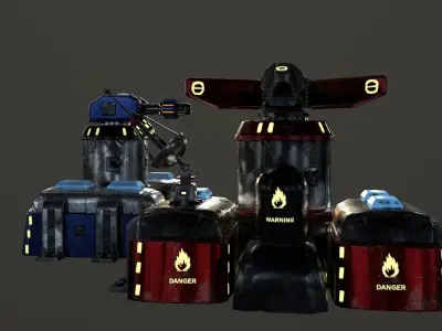 Sci-Fi Towers Pack Low-poly 3D model